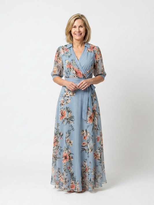 Elowen | Womens Summer Holiday Chiffon Wrap Maxi Dress 1