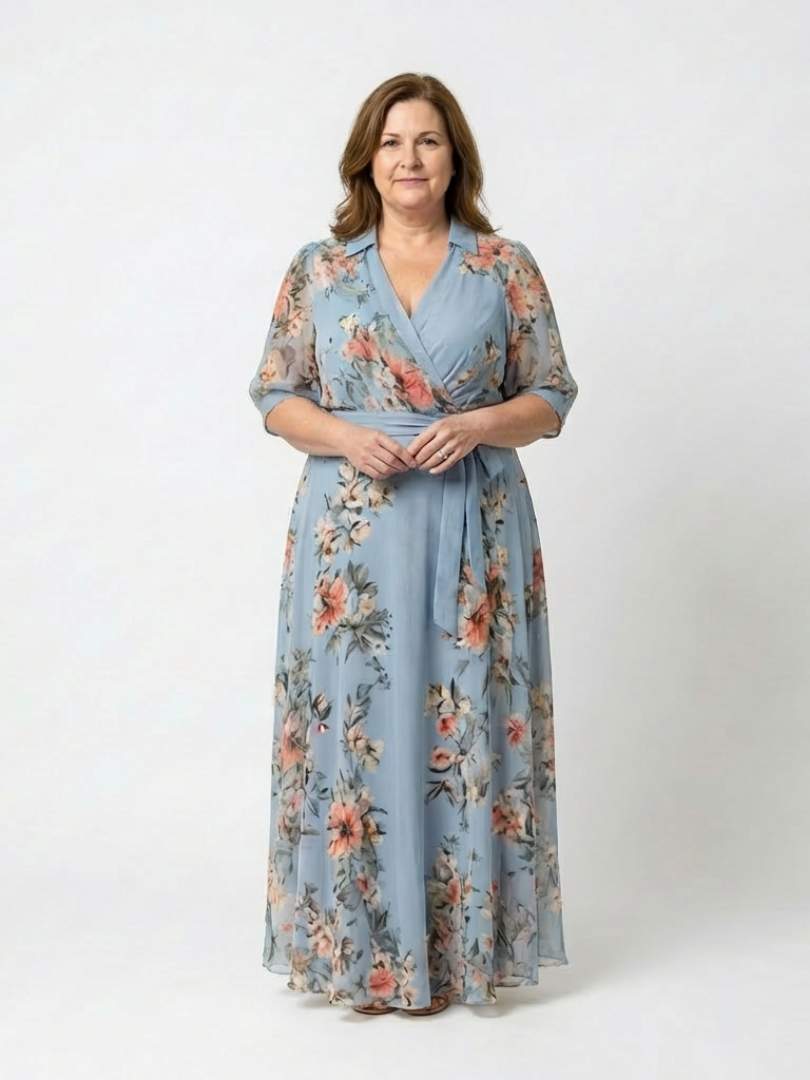 Elowen | Womens Summer Holiday Chiffon Wrap Maxi Dress 4