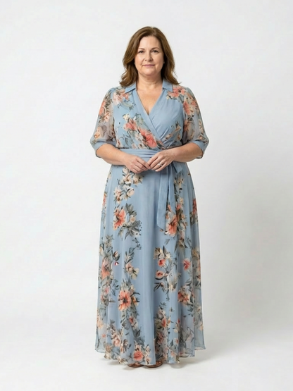 Elowen | Womens Summer Holiday Chiffon Wrap Maxi Dress 4