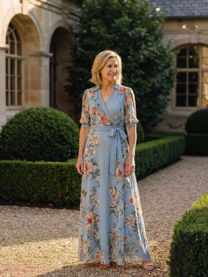 Elowen | Womens Summer Holiday Chiffon Wrap Maxi Dress 5