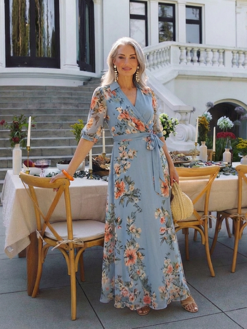 Elowen | Womens Summer Holiday Chiffon Wrap Maxi Dress 7