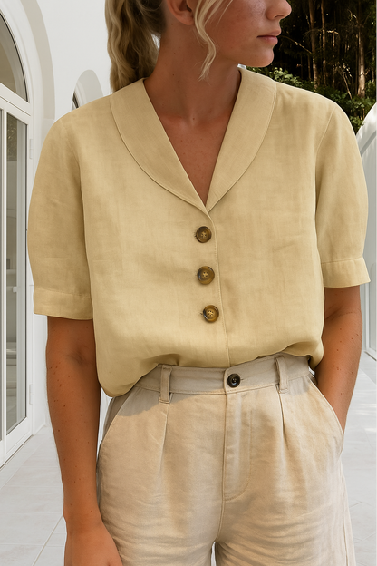 Ethel | Womens Elegant Wrap Neckline Short Sleeve Relaxed Fit Blouse 2