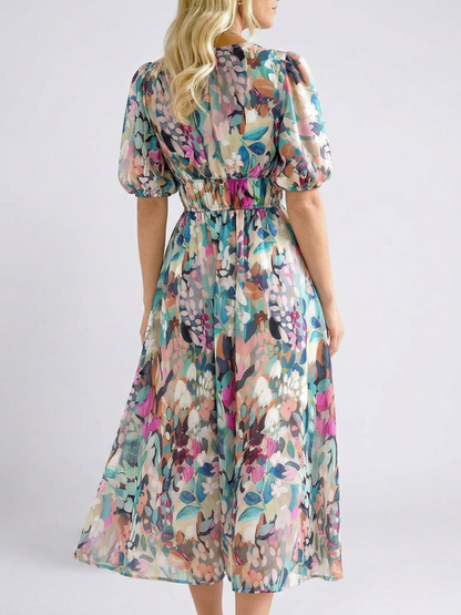 Eulalie | Women's Date Night Chiffon Gathered Drape Midi Dress 2