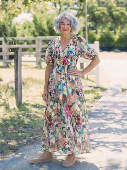 Eulalie | Women's Date Night Chiffon Gathered Drape Midi Dress 4