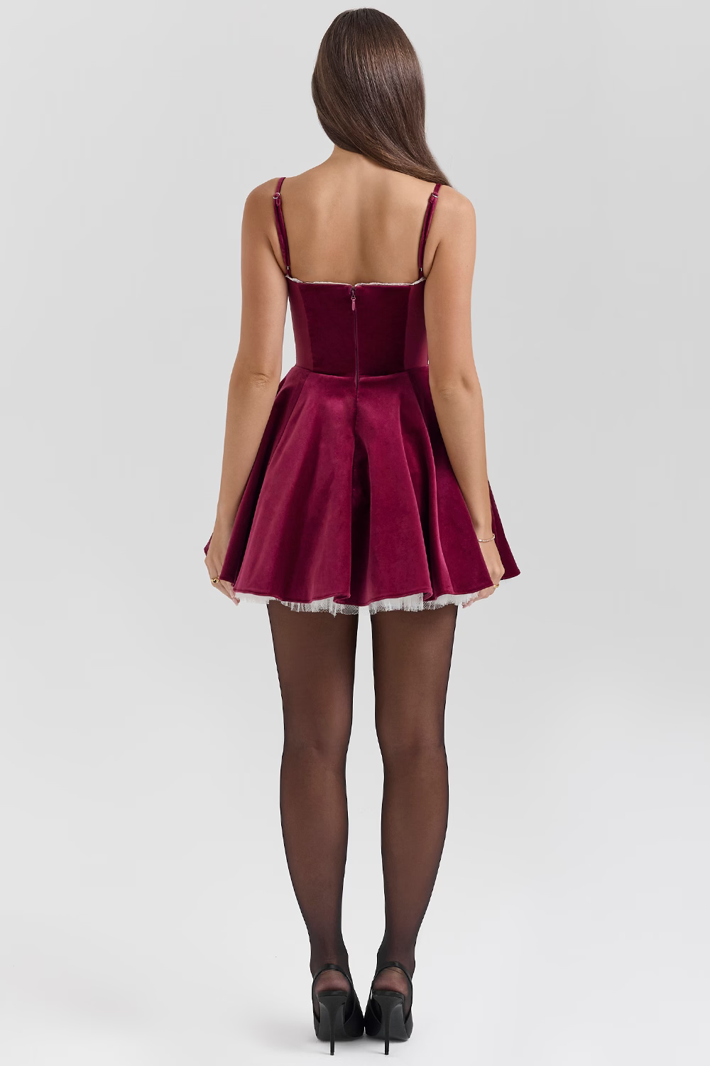 Eva | Womens Party Bustier Fitted Sleeveless Flared Mini Dress Velvet 6