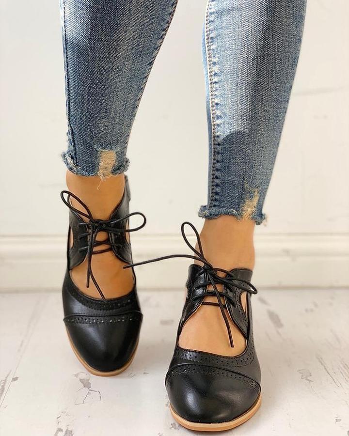 Evelyn | Women Heeled T-Strap Lace Up Moderate Heel Elegant Shoes 4