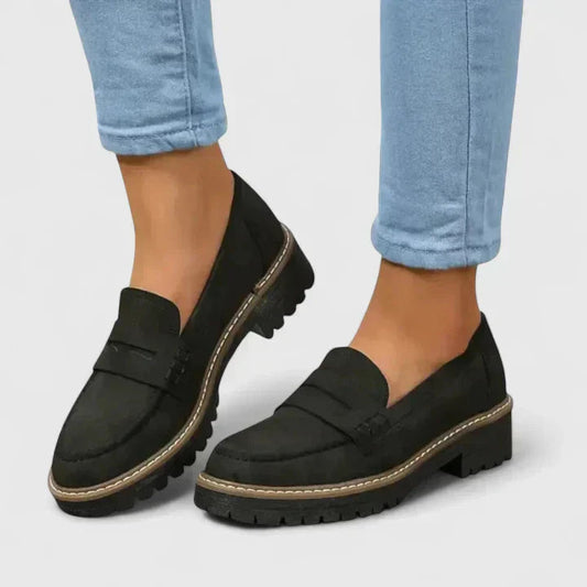 Faith | Women Black Loafers Slip On Classic Comfortable Everyday Wear 1