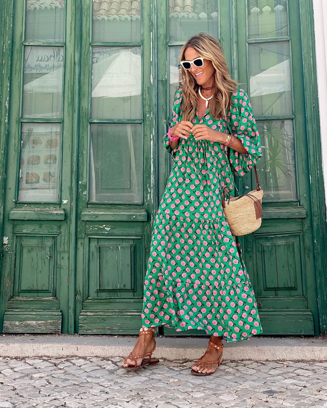 Festival Boho V-Neck Unique Pattern Maxi Dress | Iwa 1