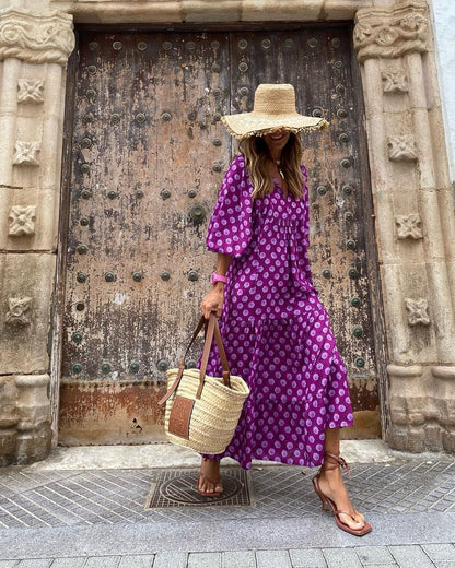 Festival Boho V-Neck Unique Pattern Maxi Dress | Iwa 7
