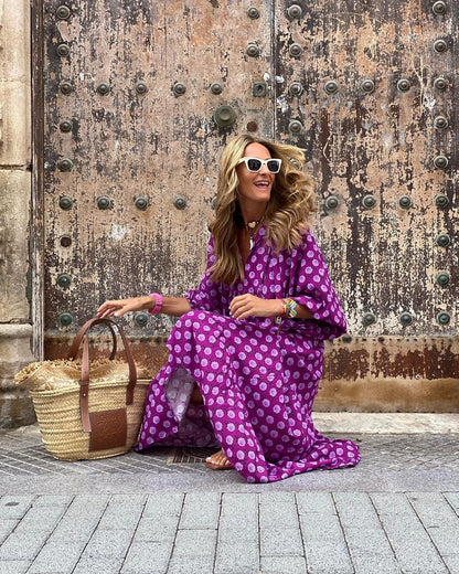 Festival Boho V-Neck Unique Pattern Maxi Dress | Iwa 8