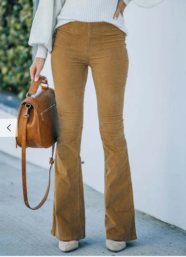 Amara | Women High Waist Flared Leg Relaxed Fit Soft Corduroy Casual Pants 2