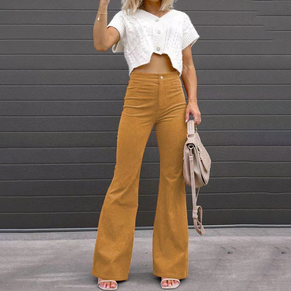 Elara | Women High Waist Flare Leg Casual Fit Corduroy Pants 5
