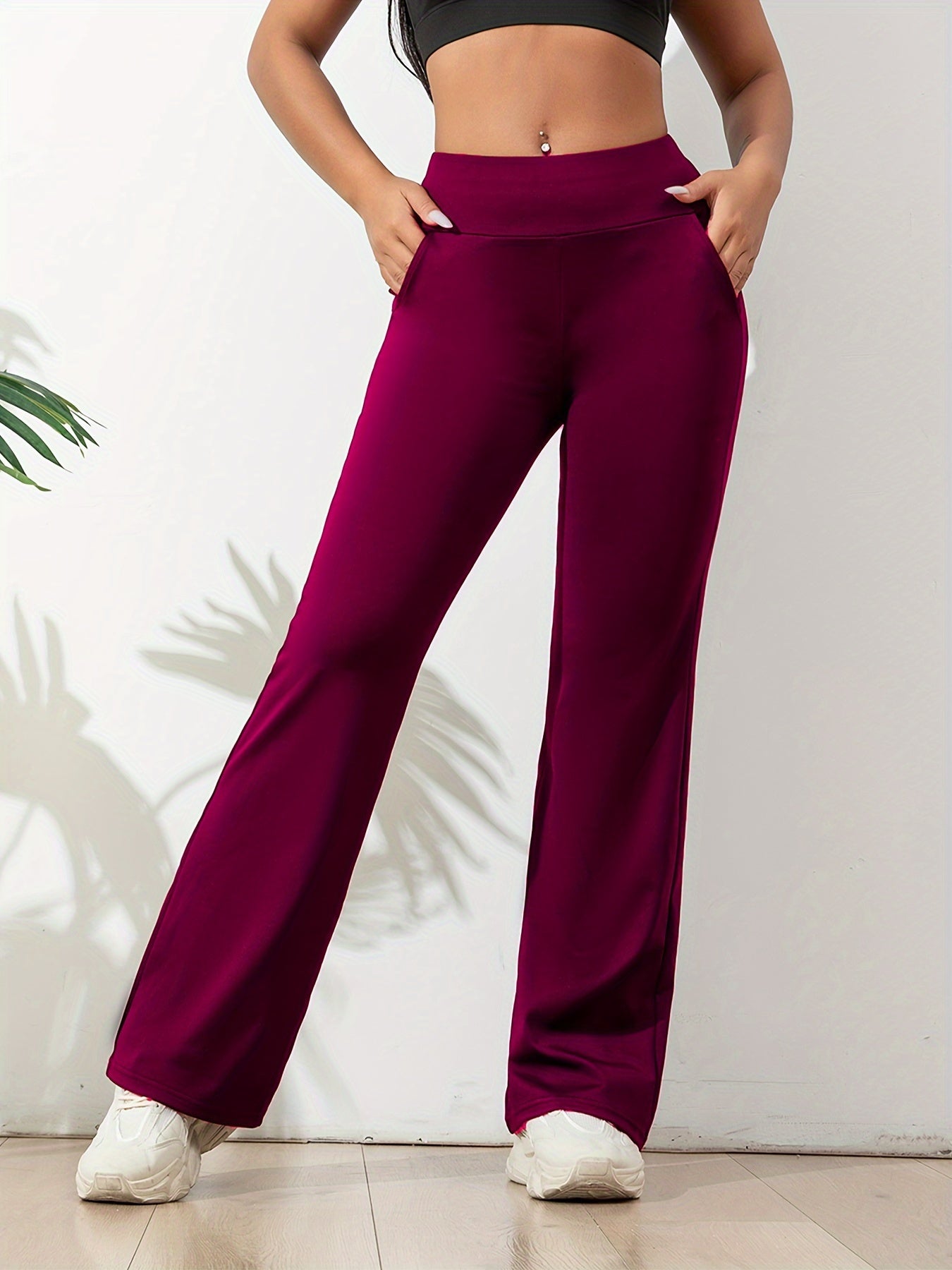 Freya | Women Elastic Waist Flared Casual Fit Cotton Everyday Pants 6