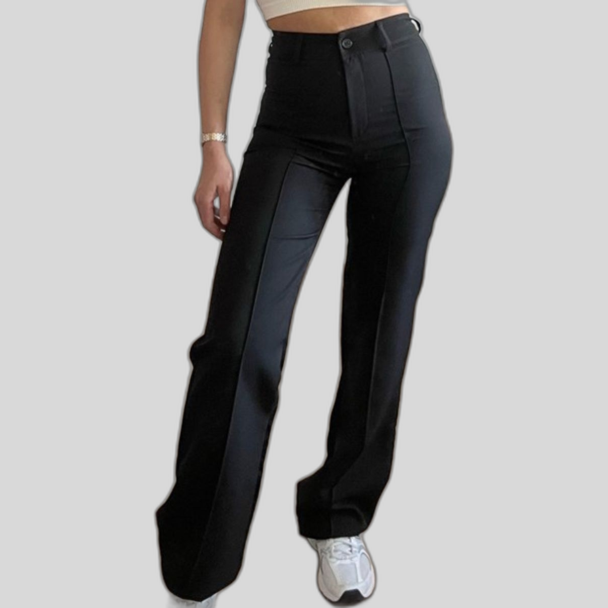 Freya | Women High Waist Flared Casual Pants with Zipper Closure 3