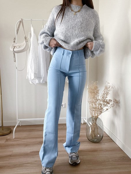 Freya | Women High Waist Flared Casual Pants with Zipper Closure 6