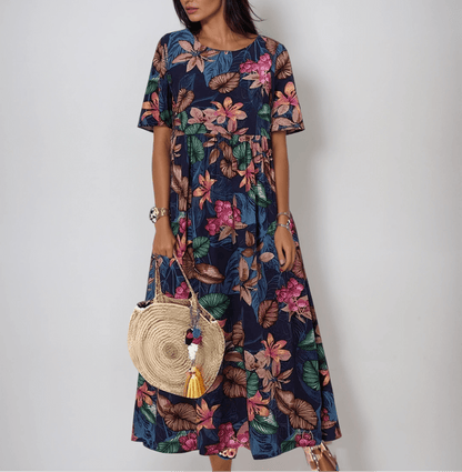 Garden Party Floral A-Line Midi Dress with Flutter Sleeves | Mira 1