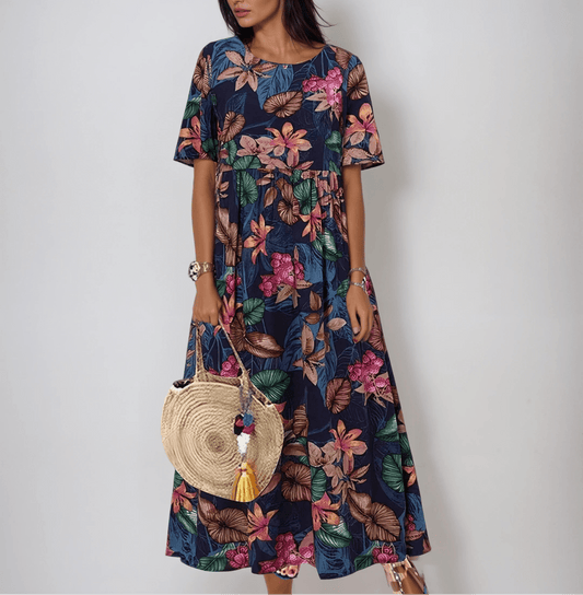 Garden Party Floral A-Line Midi Dress with Flutter Sleeves | Mira 1