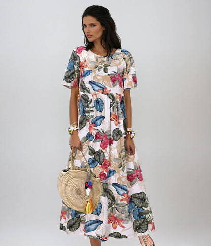 Garden Party Floral A-Line Midi Dress with Flutter Sleeves | Mira 2