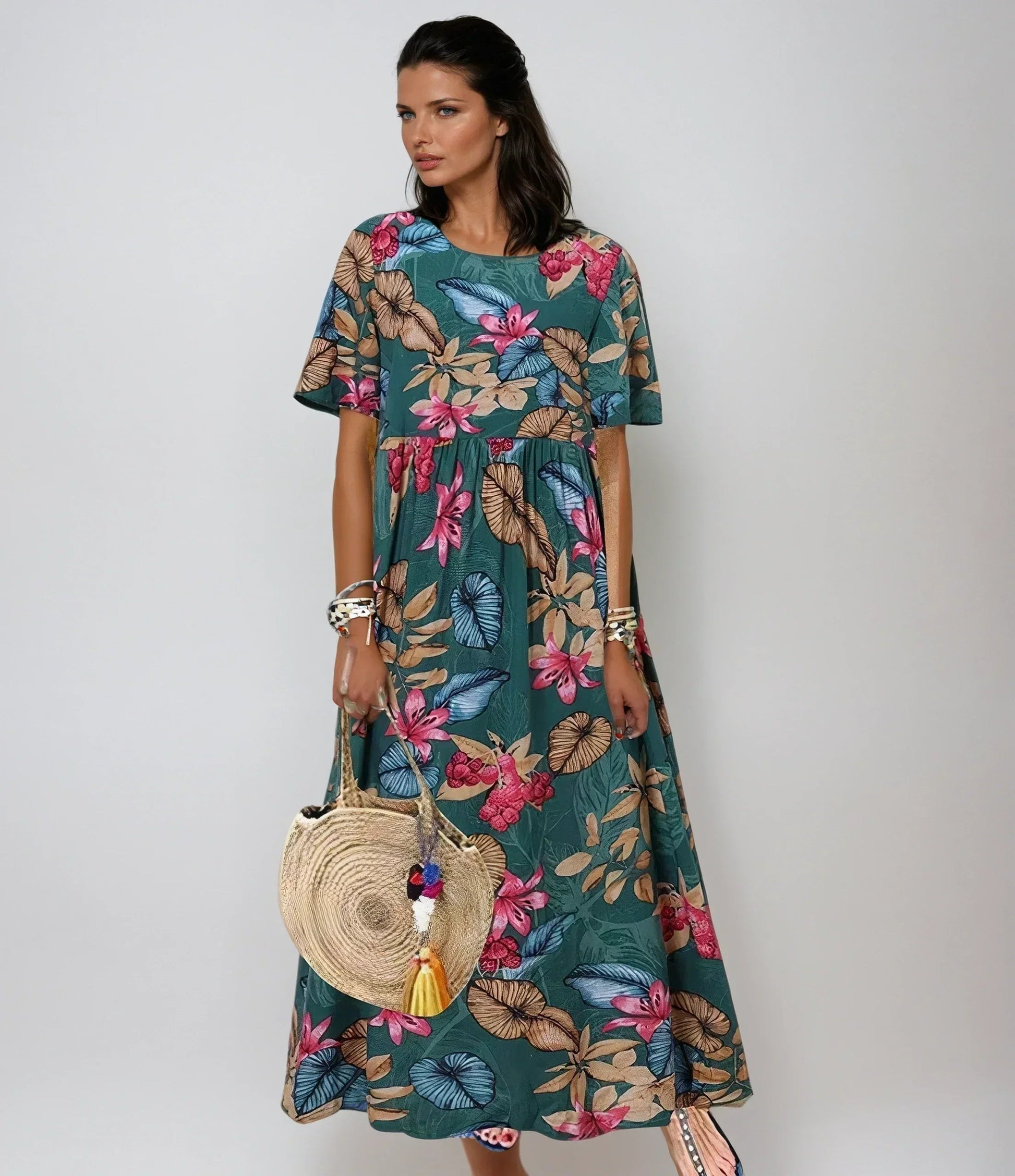 Garden Party Floral A-Line Midi Dress with Flutter Sleeves | Mira 3