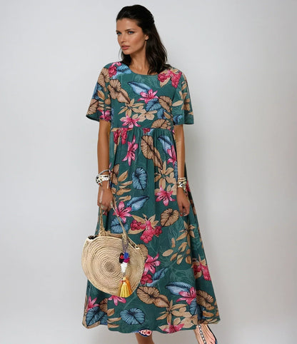 Garden Party Floral A-Line Midi Dress with Flutter Sleeves | Mira 3