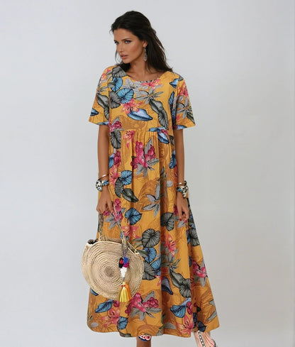 Garden Party Floral A-Line Midi Dress with Flutter Sleeves | Mira 4