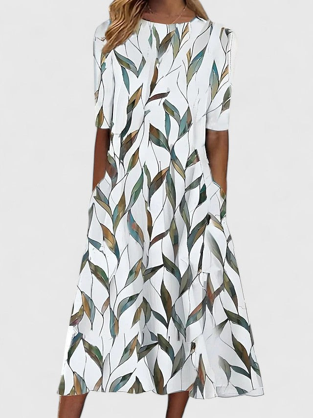 Garden Party Floral Boat Neck Midi Dress with Pockets | Lila 2