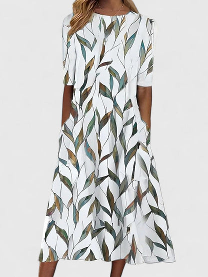 Garden Party Floral Boat Neck Midi Dress with Pockets | Lila 2