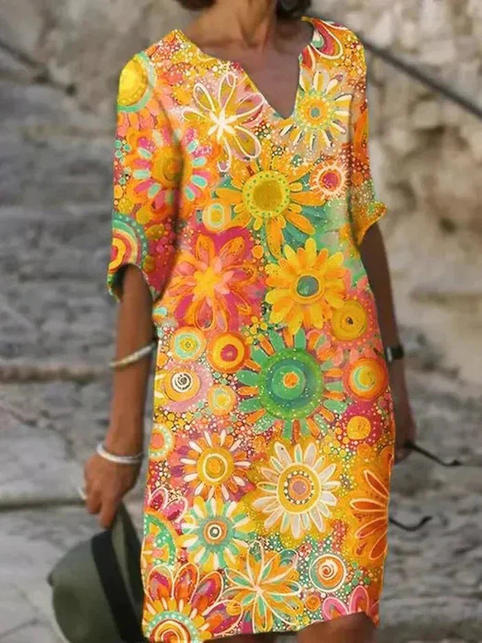 Garden Party Floral Midi Dress with Flowy Silhouette | Nira 1