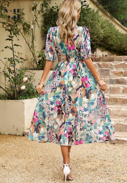 Garden Party Floral V-Neck Midi Dress | Zara 3