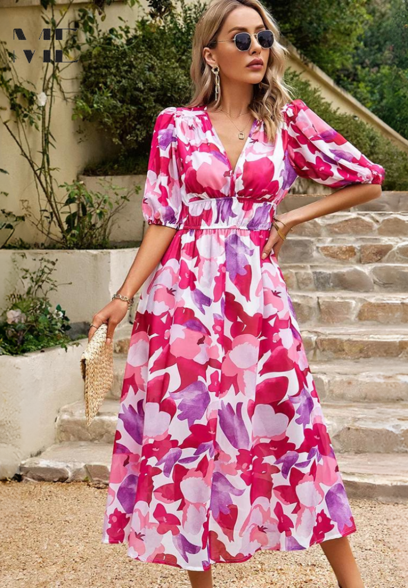 Garden Party Floral V-Neck Midi Dress | Zara 7