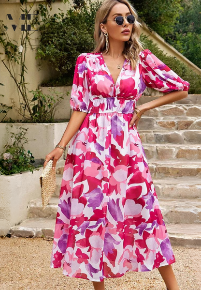 Garden Party Floral V-Neck Midi Dress | Zara 7