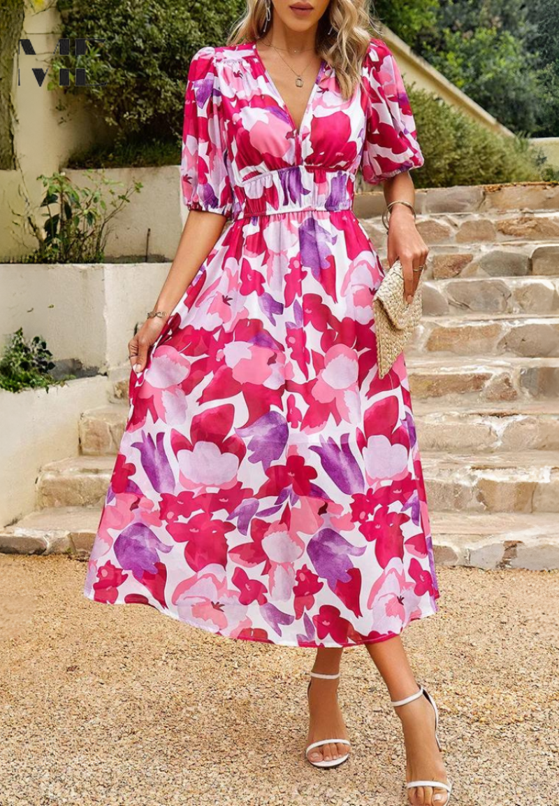 Garden Party Floral V-Neck Midi Dress | Zara 8