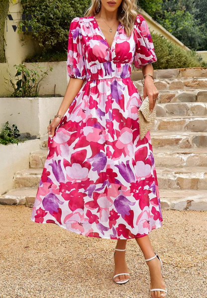 Garden Party Floral V-Neck Midi Dress | Zara 8