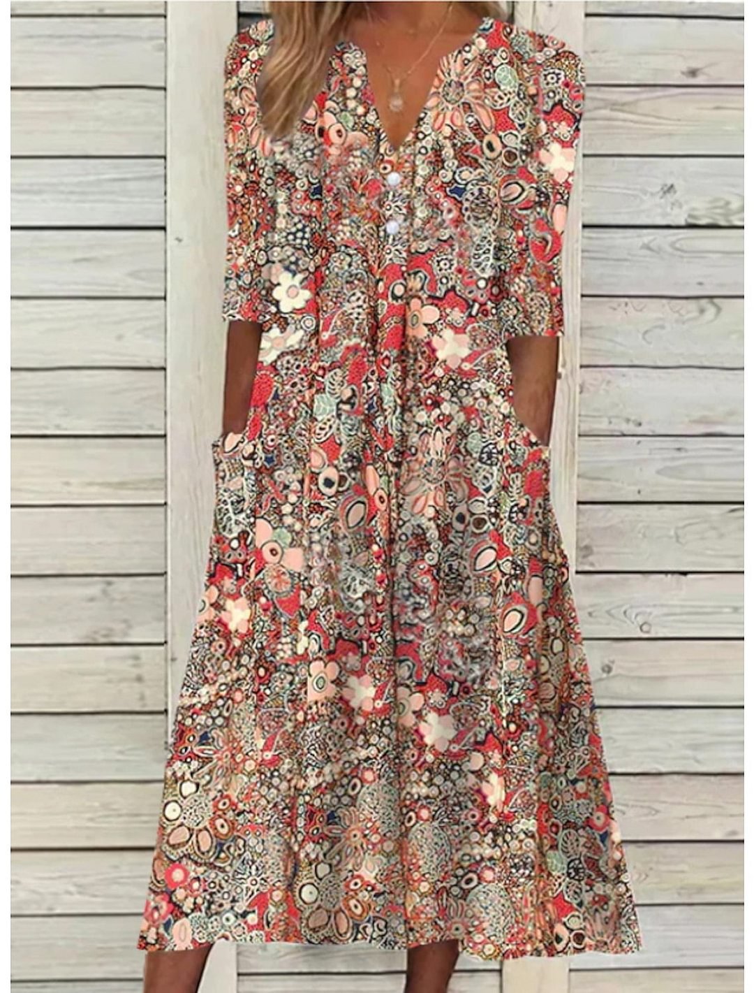Genevieve | Womens Summer Holiday Chiffon V-Neck Sleeveless A-Line Mini Dress 1