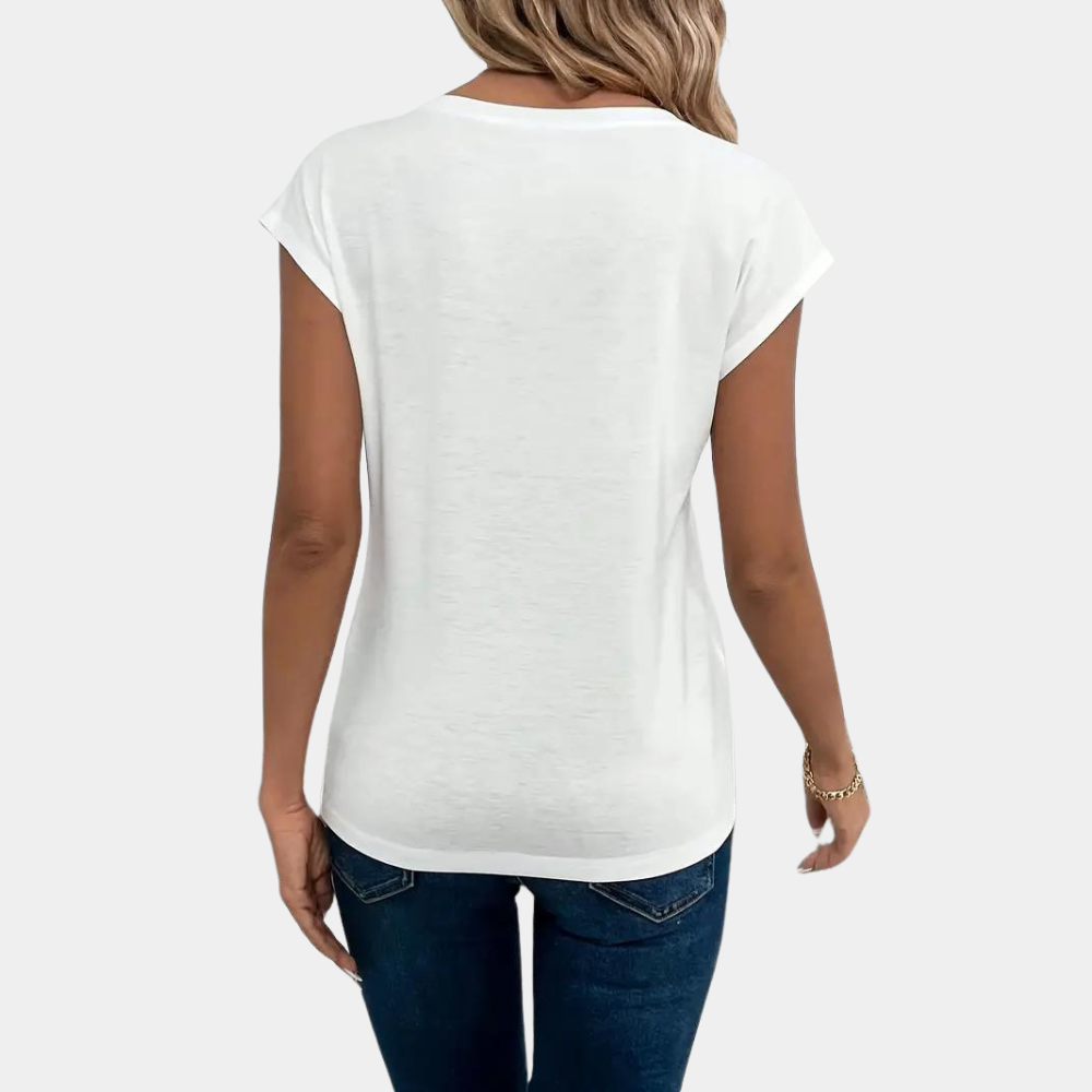 Gilena | Womens Casual V-Neck Short Sleeve Relaxed Fit Lightweight Shirt 2