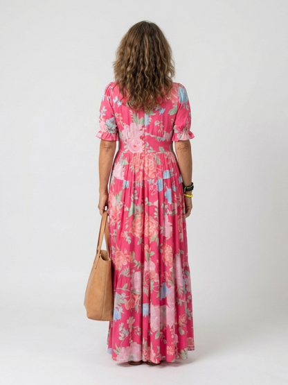 Ione | Womens Casual Chiffon Gathered Midi Dress 3
