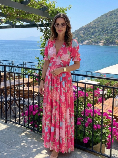 Ione | Womens Casual Chiffon Gathered Midi Dress 6