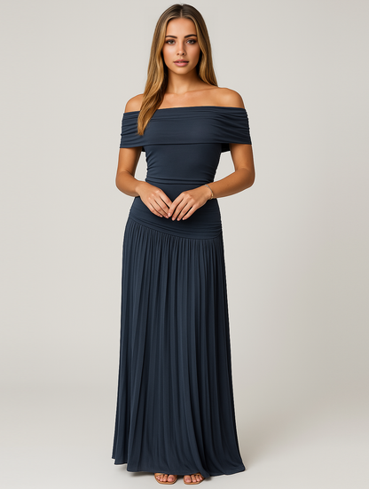 Isabel | Womens Wedding Guest Satin Cowl Neck Sleeveless Fitted Pleated Maxi Dress 7