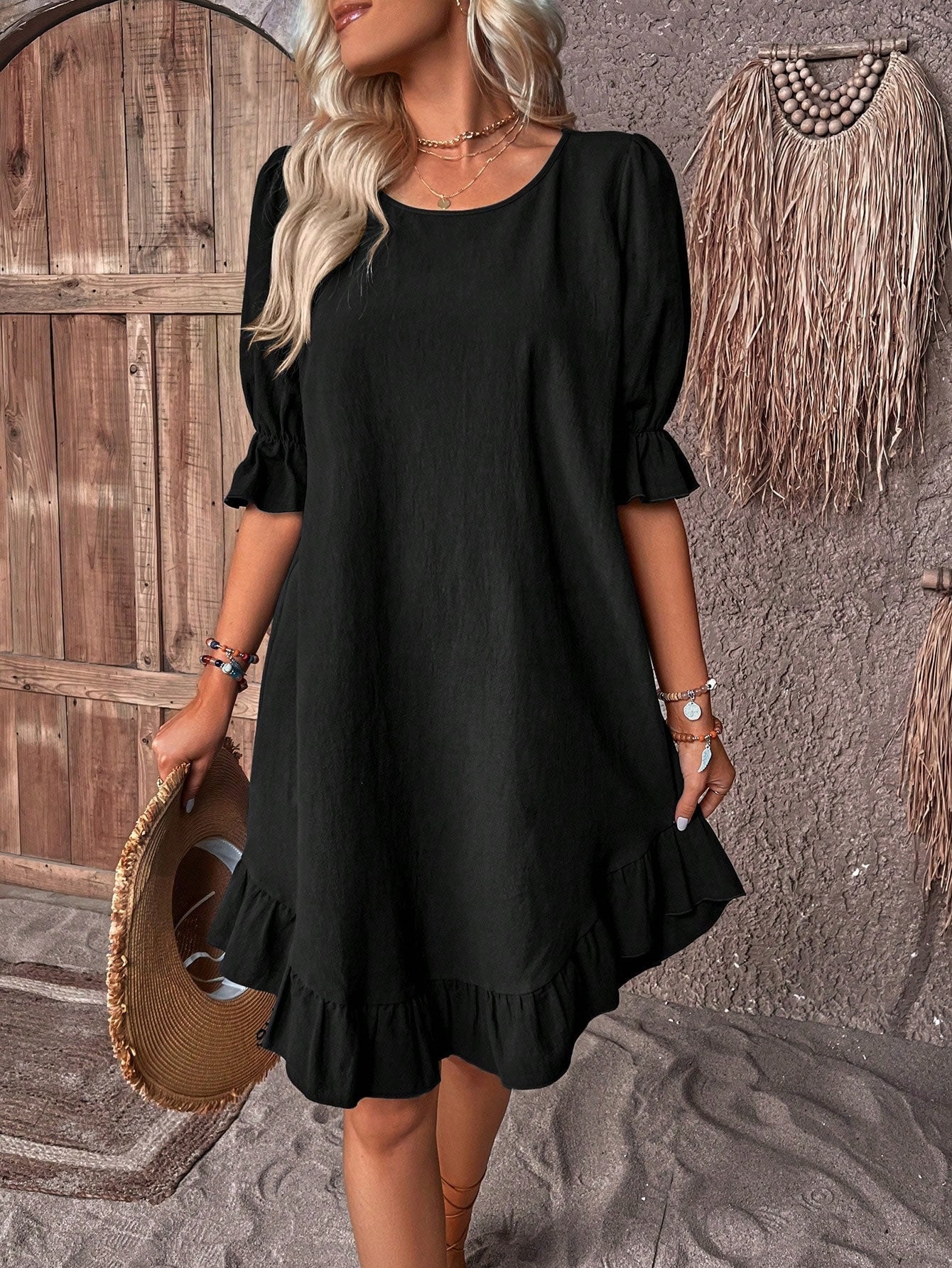 Isabella | Womens Summer Casual Chiffon Round Neck Sleeveless A-Line Ruffle Hem Maxi Dress 4
