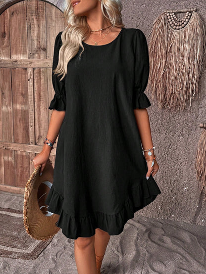 Isabella | Womens Summer Casual Chiffon Round Neck Sleeveless A-Line Ruffle Hem Maxi Dress 4