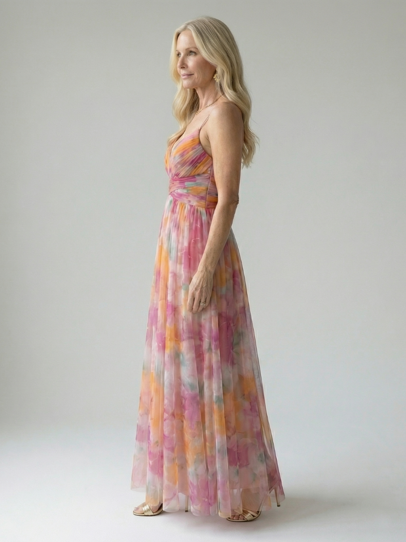 Isel | Womens Summer Holiday Chiffon Wrap Sleeveless Defined Waist Tiered Maxi Dress 2