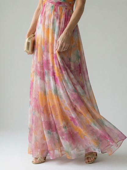 Isel | Womens Summer Holiday Chiffon Wrap Sleeveless Defined Waist Tiered Maxi Dress 4