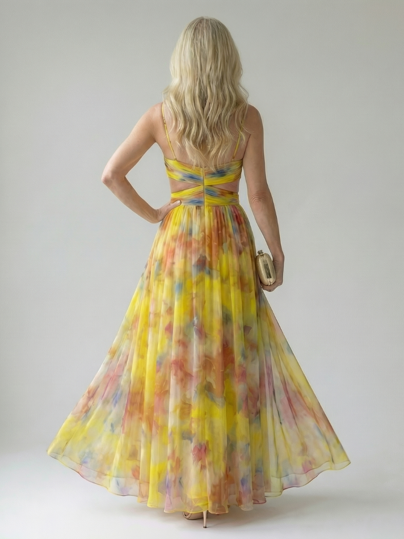 Isel | Womens Summer Holiday Chiffon Wrap Sleeveless Defined Waist Tiered Maxi Dress 7