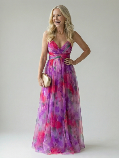 Isel | Womens Summer Holiday Chiffon Wrap Sleeveless Defined Waist Tiered Maxi Dress 8