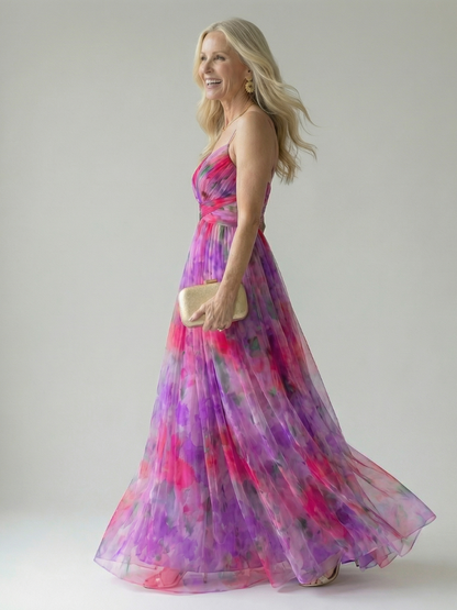 Isel | Womens Summer Holiday Chiffon Wrap Sleeveless Defined Waist Tiered Maxi Dress 9