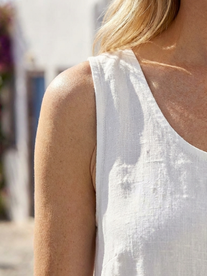 smera | Summer Holiday Cotton Round Neck Sleeveless Relaxed Flowy Midi Dress 3