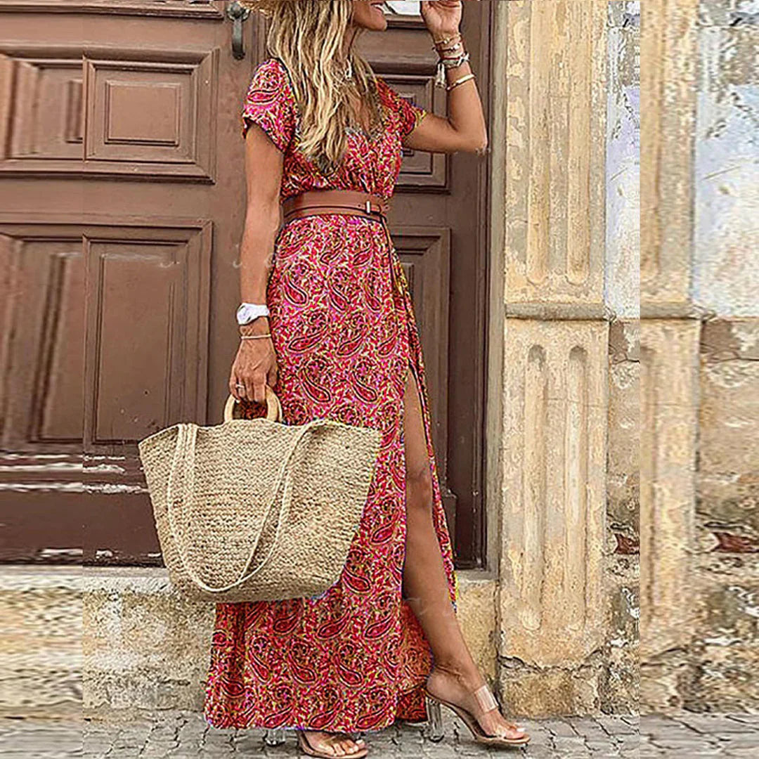 Justine™ | Womens Wedding Guest Chiffon Cowl Neck Sleeveless Empire Waist Maxi Dress 4