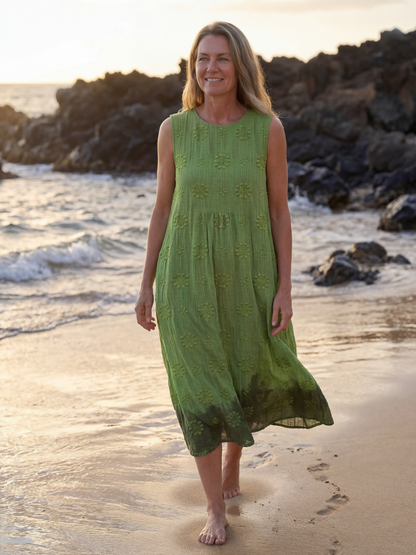 Kapua | Womens Casual Everyday Textured Gathered Midi Beach Dress 1