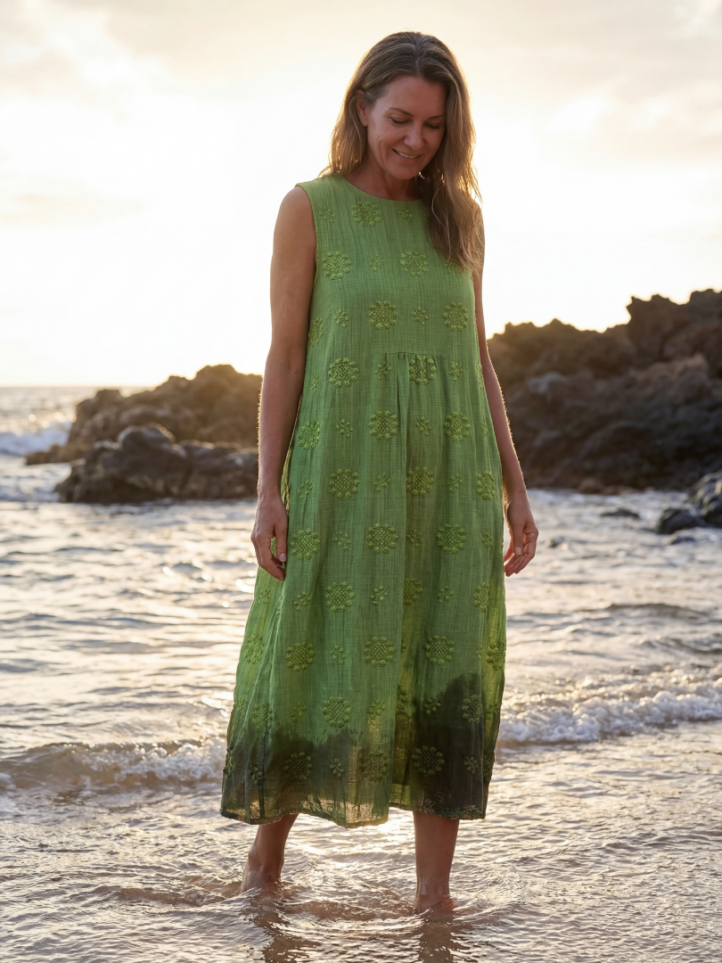 Kapua | Womens Casual Everyday Textured Gathered Midi Beach Dress 2