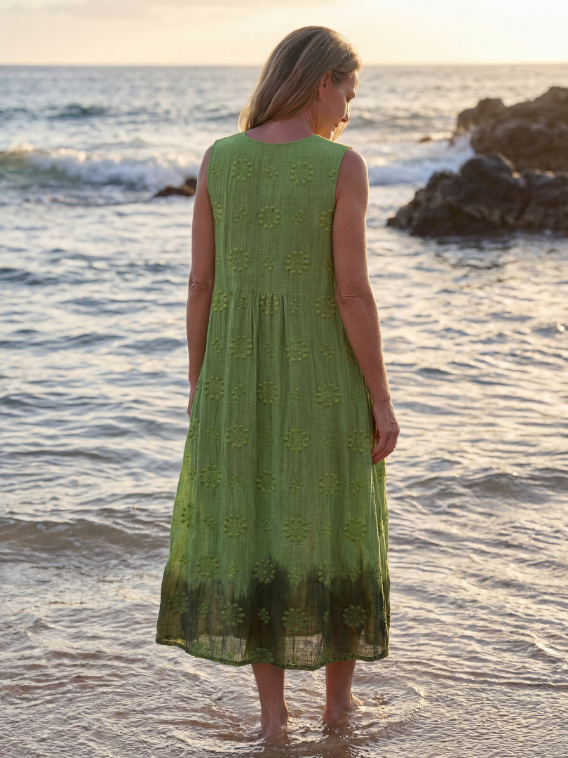 Kapua | Womens Casual Everyday Textured Gathered Midi Beach Dress 5